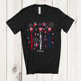 MacnyStore - Personalized Three Flute Fireworks; Joyful 4th Of July Custom Name Flute Player; Music Lover T-Shirt