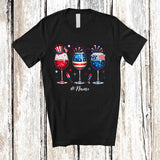MacnyStore - Personalized Three Glasses Of Wine; Amazing 4th of July Custom Name Drinking Patriotic T-Shirt