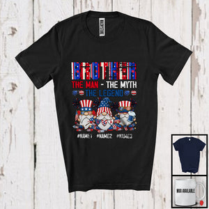 MacnyStore - Personalized Three Gnomes Custom Name Brother Myth Legend, Proud 4th Of July Patriotic, Family T-Shirt