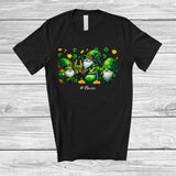 MacnyStore - Personalized Three Gnomes Leprechaun Shamrock; Lovely St. Patrick's Day Custom Name Family T-Shirt