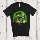 MacnyStore - Personalized Three Gnomes With Dirt Bike; Happy St. Patrick's Day Rainbow; Custom Name Family T-Shirt