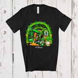 MacnyStore - Personalized Three Gnomes With Excavator; Happy St. Patrick's Day Rainbow; Custom Name Family T-Shirt