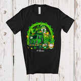 MacnyStore - Personalized Three Gnomes With Garbage Truck; Happy St. Patrick's Day Rainbow; Custom Name Family T-Shirt