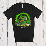 MacnyStore - Personalized Three Gnomes With Motorcycle; Happy St. Patrick's Day Rainbow; Custom Name Family T-Shirt