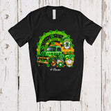 MacnyStore - Personalized Three Gnomes With Pickup Truck; Happy St. Patrick's Day Rainbow; Custom Name Family T-Shirt