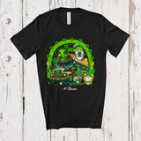 MacnyStore - Personalized Three Gnomes With School Bus; Happy St. Patrick's Day Rainbow; Custom Name Family T-Shirt