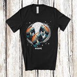 MacnyStore - Personalized Three Manatee On Moon; Humorous Custom Name Manatee Sea Animal Space T-Shirt