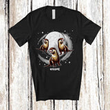 MacnyStore - Personalized Three Otter On Moon; Humorous Custom Name Otter Sea Animal Space T-Shirt