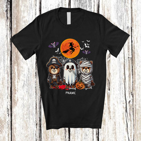 MacnyStore - Personalized Three Pirate Mummy Boo Ghost Beaver; Amazing Halloween Costume Animal; Family T-Shirt