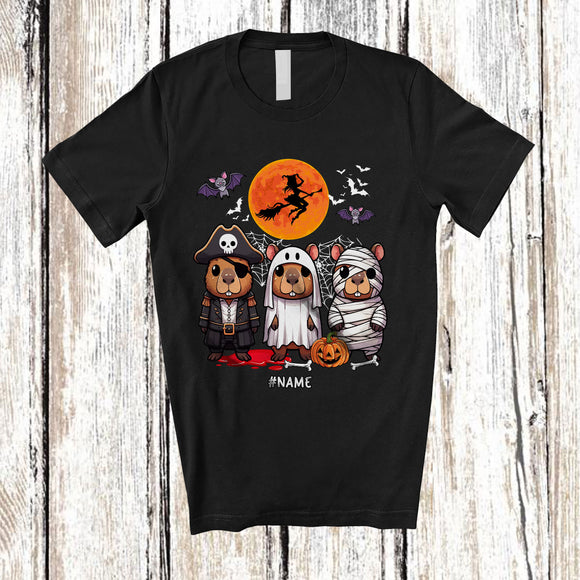 MacnyStore - Personalized Three Pirate Mummy Boo Ghost Capybara; Amazing Halloween Costume Animal; Family T-Shirt
