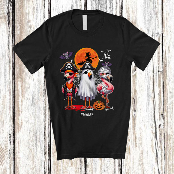 MacnyStore - Personalized Three Pirate Mummy Boo Ghost Flamingo; Amazing Halloween Costume Animal; Family T-Shirt