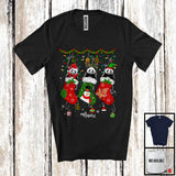 MacnyStore - Personalized Three Santa Elf Panda In Christmas Socks; Lovely Wild Animal Lover; Snowing T-Shirt