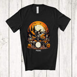MacnyStore - Personalized Three Skeletons Playing Drum; Joyful Halloween Custom Name Musician; Family T-Shirt