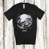 MacnyStore - Personalized Three Tuna On Moon; Humorous Custom Name Tuna Sea Animal Space T-Shirt