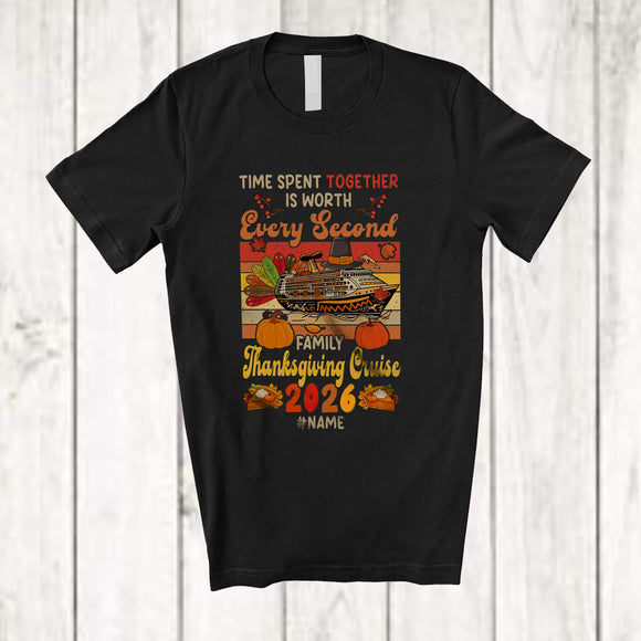 MacnyStore - Personalized Time Together Family Thanksgiving Cruise 2026; Lovely Custom Name Turkey Vintage Retro T-Shirt