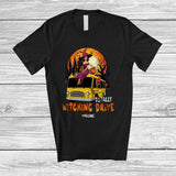 MacnyStore - Personalized Totally Witching Drive; Joyful Halloween Moon Custom Name Witch Driving School Bus T-Shirt