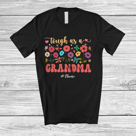 MacnyStore - Personalized Tough As A Grandma; Floral Mother's Day Flowers; Custom Name Grandma Family T-Shirt