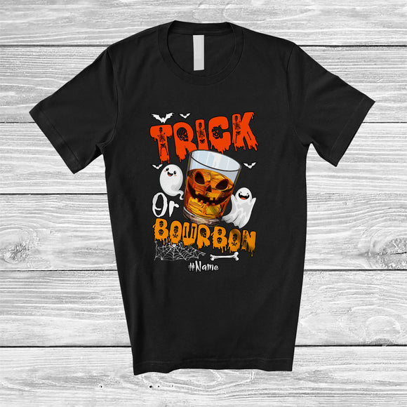 MacnyStore - Personalized Trick Or Bourbon; Cheerful Halloween Ghost Boo; Custom Name Drinking Drunker T-Shirt