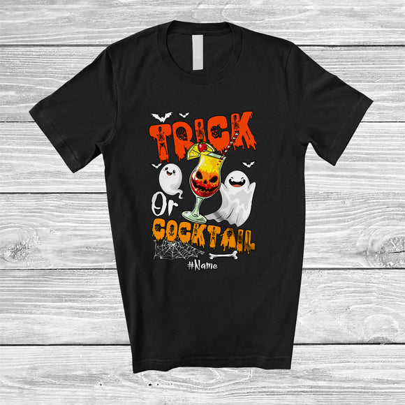 MacnyStore - Personalized Trick Or Cocktail; Cheerful Halloween Ghost Boo; Custom Name Drinking Drunker T-Shirt