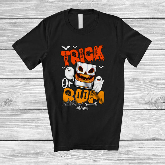 MacnyStore - Personalized Trick Or Rum; Cheerful Halloween Ghost Boo; Custom Name Drinking Drunker T-Shirt