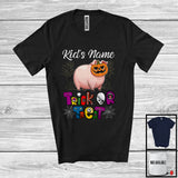 MacnyStore - Personalized Trick Or Treat, Humorous Halloween Pig Custom Name, Pumpkin Face T-Shirt