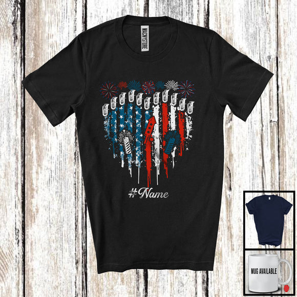 MacnyStore - Personalized Tuba Heart American Flag, Proud 4th Of July Custom Name, Musical Instruments T-Shirt