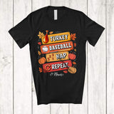 MacnyStore - Personalized Turkey Baseball Nap Repeat; Amusing Thanksgiving Custom Name Baseball Player T-Shirt