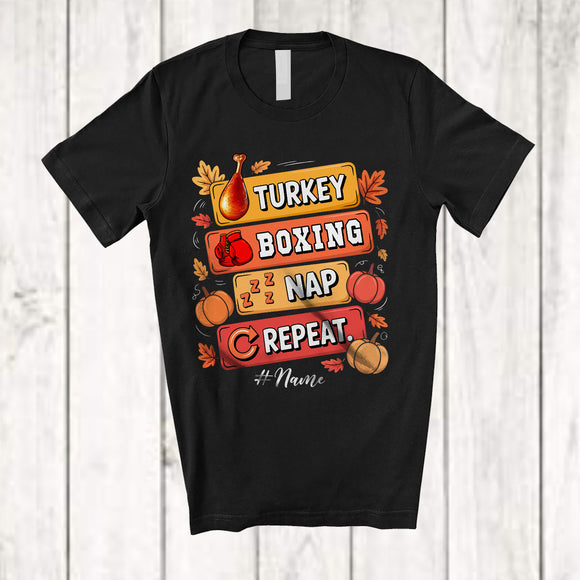 MacnyStore - Personalized Turkey Boxing Nap Repeat; Amusing Thanksgiving Custom Name Boxing Player T-Shirt