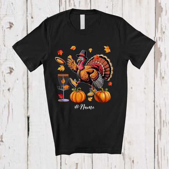 MacnyStore - Personalized Turkey Playing Disc Golf; Awesome Thanksgiving Fall Leaves Custom Name Player T-Shirt