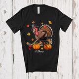 MacnyStore - Personalized Turkey Playing Ice Hockey; Awesome Thanksgiving Fall Leaves Custom Name Player T-Shirt