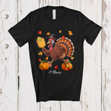MacnyStore - Personalized Turkey Playing Pickleballs; Awesome Thanksgiving Fall Leaves Custom Name Player T-Shirt