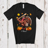 MacnyStore - Personalized Turkey Playing Softball; Awesome Thanksgiving Fall Leaves Custom Name Player T-Shirt
