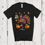 MacnyStore - Personalized Turkey Playing Tennis; Awesome Thanksgiving Fall Leaves Custom Name Player T-Shirt