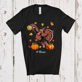 MacnyStore - Personalized Turkey Playing Volleyball; Awesome Thanksgiving Fall Leaves Custom Name Player T-Shirt