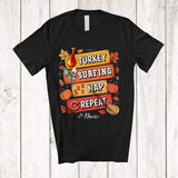 MacnyStore - Personalized Turkey Surfing Nap Repeat; Amusing Thanksgiving Custom Name Surfer T-Shirt