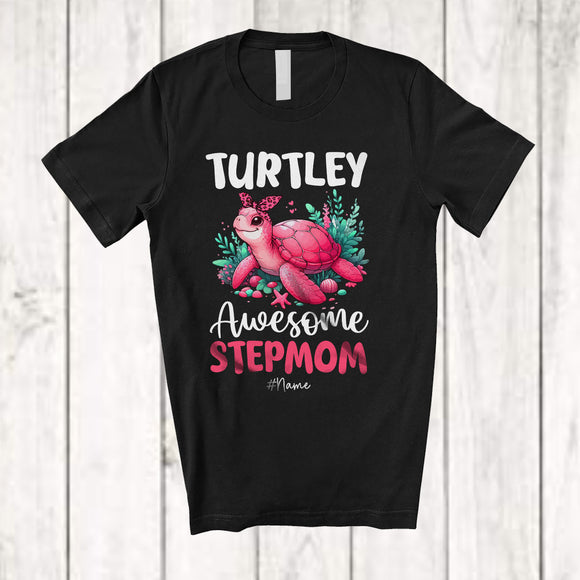 MacnyStore - Personalized Turtley Awesome Stepmom; Humorous Mother's Day Custom Name Turtle Stepmom; Family T-Shirt