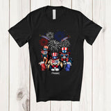 MacnyStore - Personalized US Flag Three Cat Sunglasses; Lovely 4th Of July Custom Name Patriotic T-Shirt