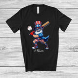 MacnyStore - Personalized Uncle Sam Playing Baseball; Joyful 4th Of July Custom Name Player Team; Patriotic T-Shirt