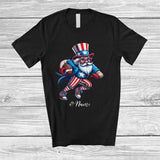 MacnyStore - Personalized Uncle Sam Playing Football; Joyful 4th Of July Custom Name Player Team; Patriotic T-Shirt