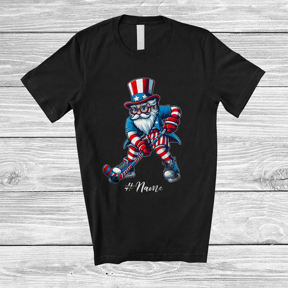 MacnyStore - Personalized Uncle Sam Playing Hockey; Joyful 4th Of July Custom Name Player Team; Patriotic T-Shirt