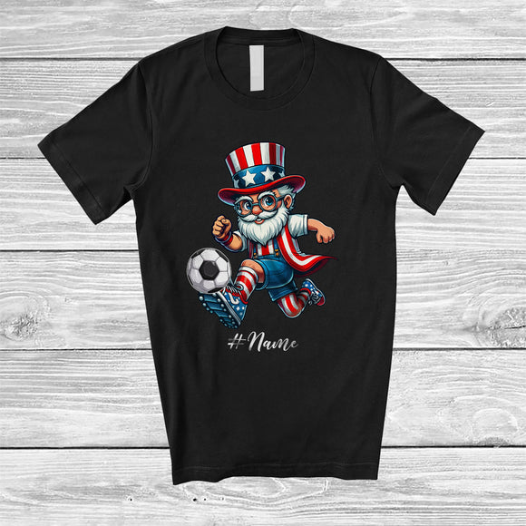 MacnyStore - Personalized Uncle Sam Playing Soccer; Joyful 4th Of July Custom Name Player Team; Patriotic T-Shirt