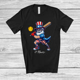MacnyStore - Personalized Uncle Sam Playing Softball; Joyful 4th Of July Custom Name Player Team; Patriotic T-Shirt