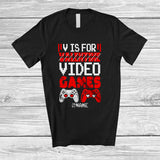 MacnyStore - Personalized V is For Video Game Not Valentine; Joyful Anti Valentine Custom Name Gamer; Family T-Shirt