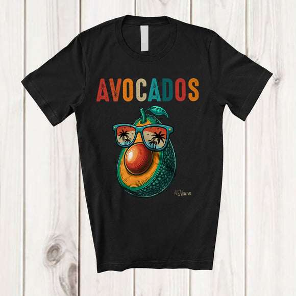 MacnyStore - Personalized Vintage Avocados; Lovely Summer Vacation Avocados Custom Name Fruits Vegan T-Shirt