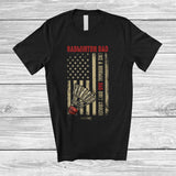MacnyStore - Personalized Vintage Badminton Dad Definition; Joyful Father's Day US Flag Custom Name Player T-Shirt