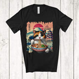MacnyStore - Personalized Vintage Cat Eating Ramen; Awesome Custom Name Kawaii Cat; Japanese Anime T-Shirt