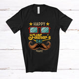MacnyStore - Personalized Vintage Happy Father's Day; Lovely Custom Name Mustache Face Dad; Family T-Shirt