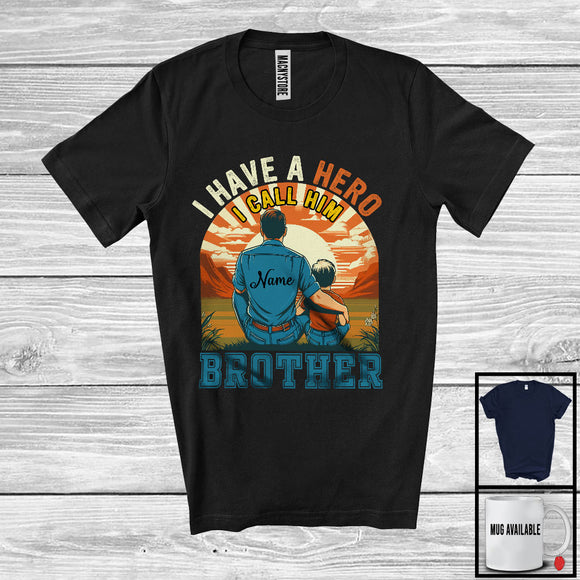 MacnyStore - Personalized Vintage Hero I Call Him Brother, Amazing Father's Day Custom Name Brother, Family T-Shirt