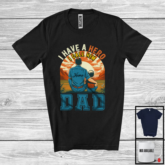 MacnyStore - Personalized Vintage Hero I Call Him Dad, Amazing Father's Day Custom Name Dad, Family T-Shirt
