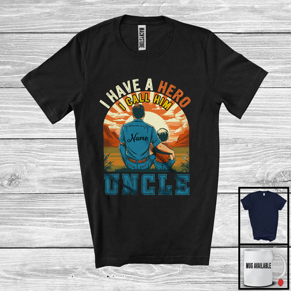 MacnyStore - Personalized Vintage Hero I Call Him Uncle, Amazing Father's Day Custom Name Uncle, Family T-Shirt